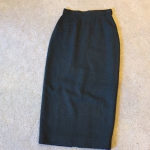 Forest green wool flannel pencil skirt.